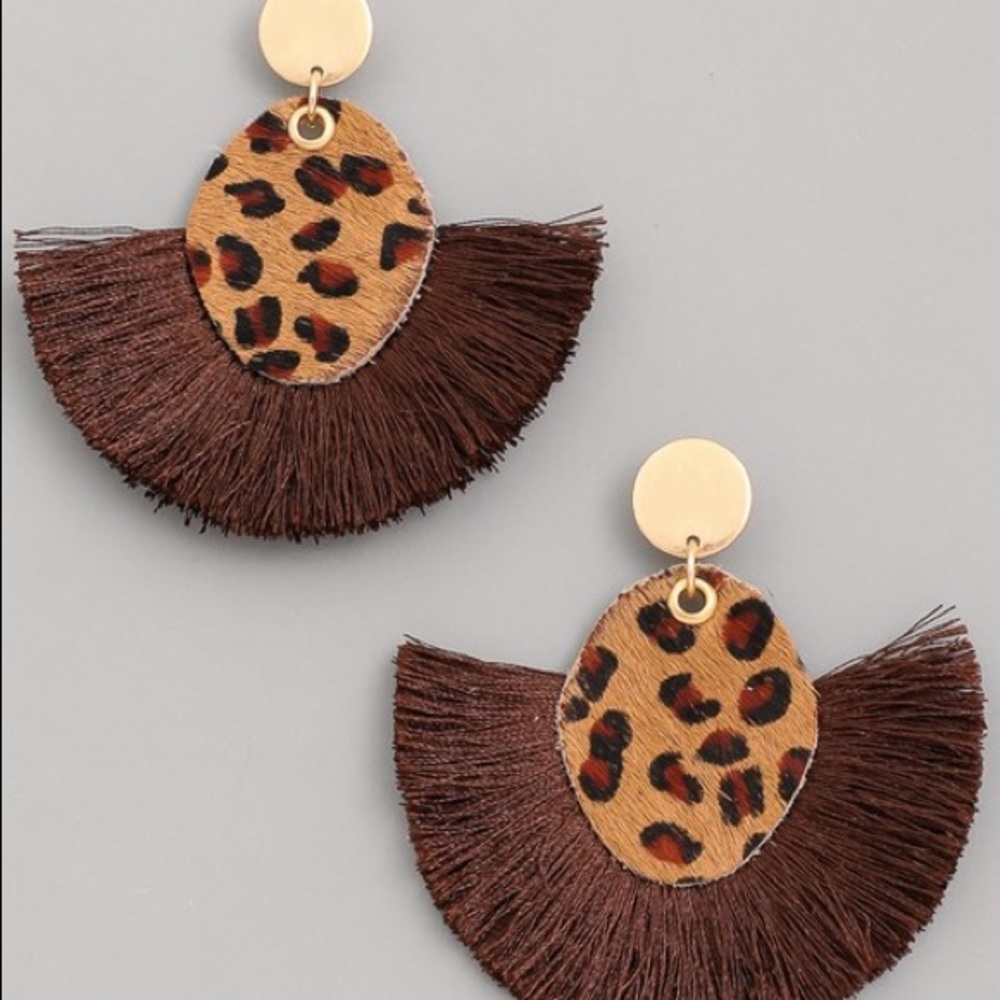 Leopard Print Tassel Earrings